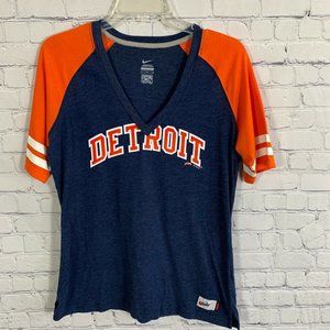 Nike Women’s Detroit Tigers T-Shirt Size Large Orange MLB V-Neck Cooperstown